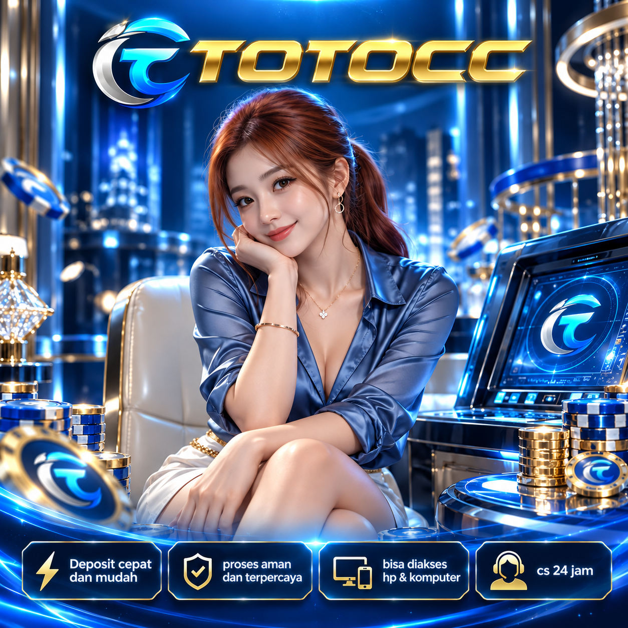 Banner TOTOCC TOP bernuansa biru dan emas
